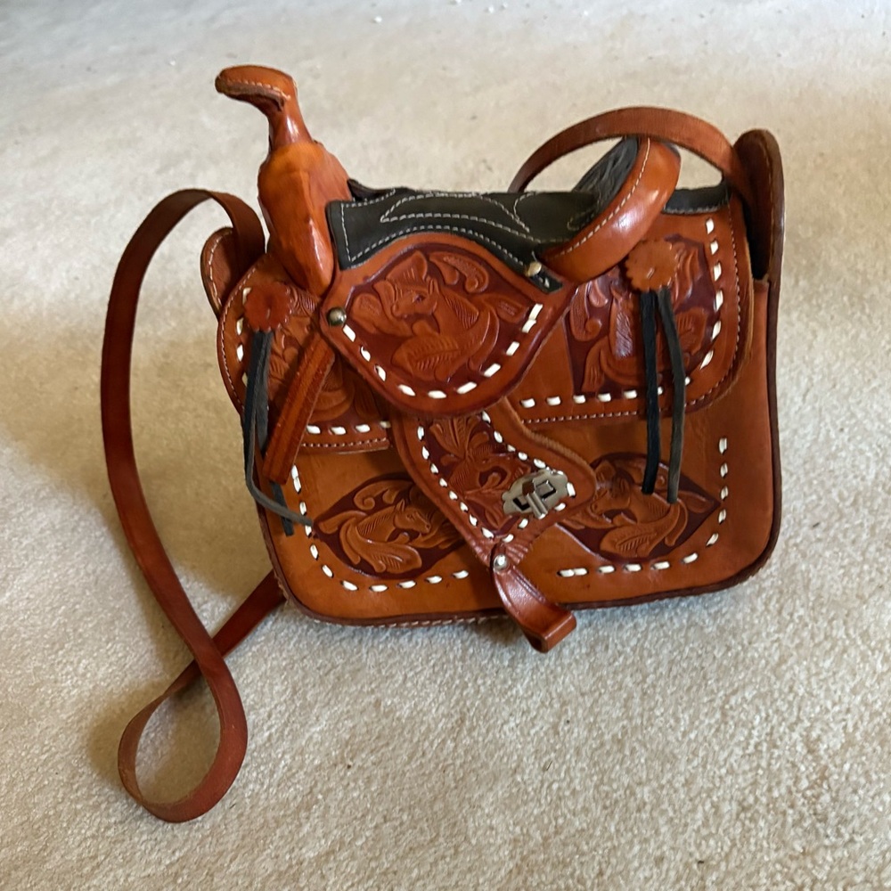 Handcrafted Brown Leather Saddle Bag